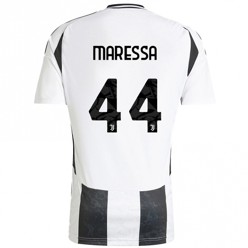 Niño Fútbol Camiseta Tommaso Maressa #44 Blanco Negro 1ª Equipación 2024/25 Perú