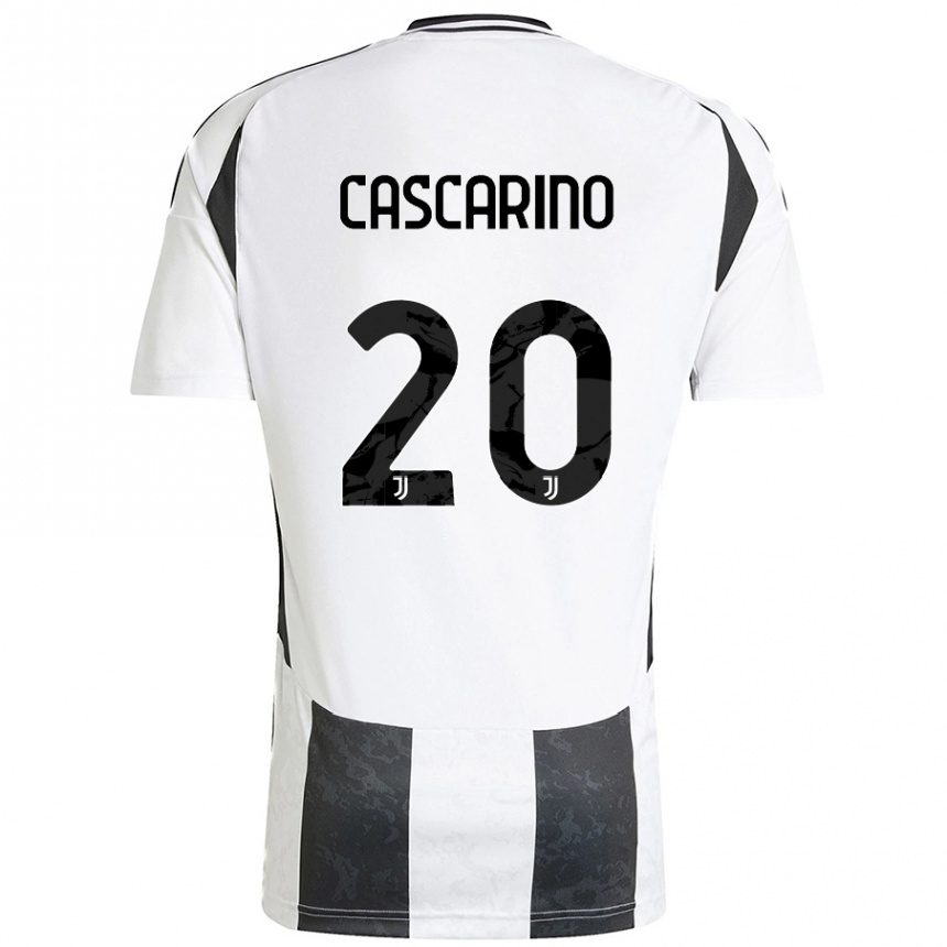 Niño Fútbol Camiseta Estelle Cascarino #20 Blanco Negro 1ª Equipación 2024/25 Perú