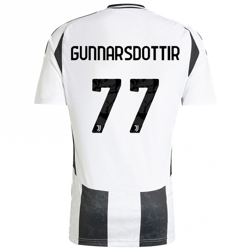 Niño Fútbol Camiseta Sara Bjork Gunnarsdottir #77 Blanco Negro 1ª Equipación 2024/25 Perú