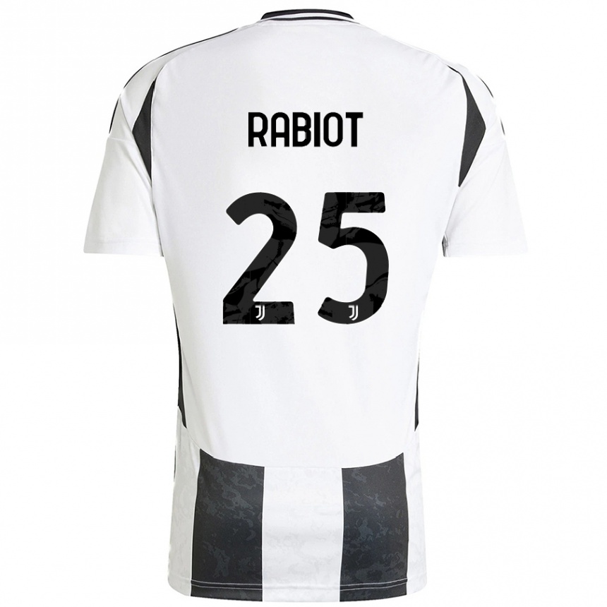 Niño Fútbol Camiseta Adrien Rabiot #25 Blanco Negro 1ª Equipación 2024/25 Perú