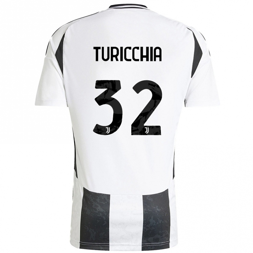 Niño Fútbol Camiseta Riccardo Turicchia #32 Blanco Negro 1ª Equipación 2024/25 Perú