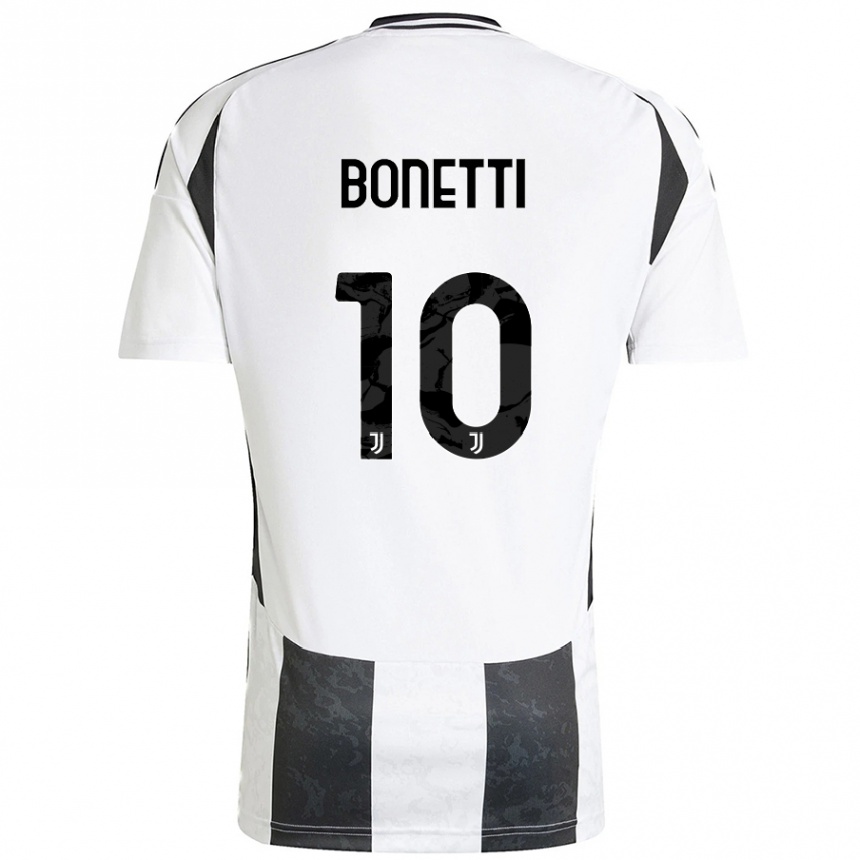 Niño Fútbol Camiseta Andrea Bonetti #10 Blanco Negro 1ª Equipación 2024/25 Perú