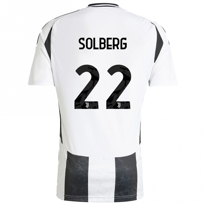 Niño Fútbol Camiseta Elias Solberg #22 Blanco Negro 1ª Equipación 2024/25 Perú