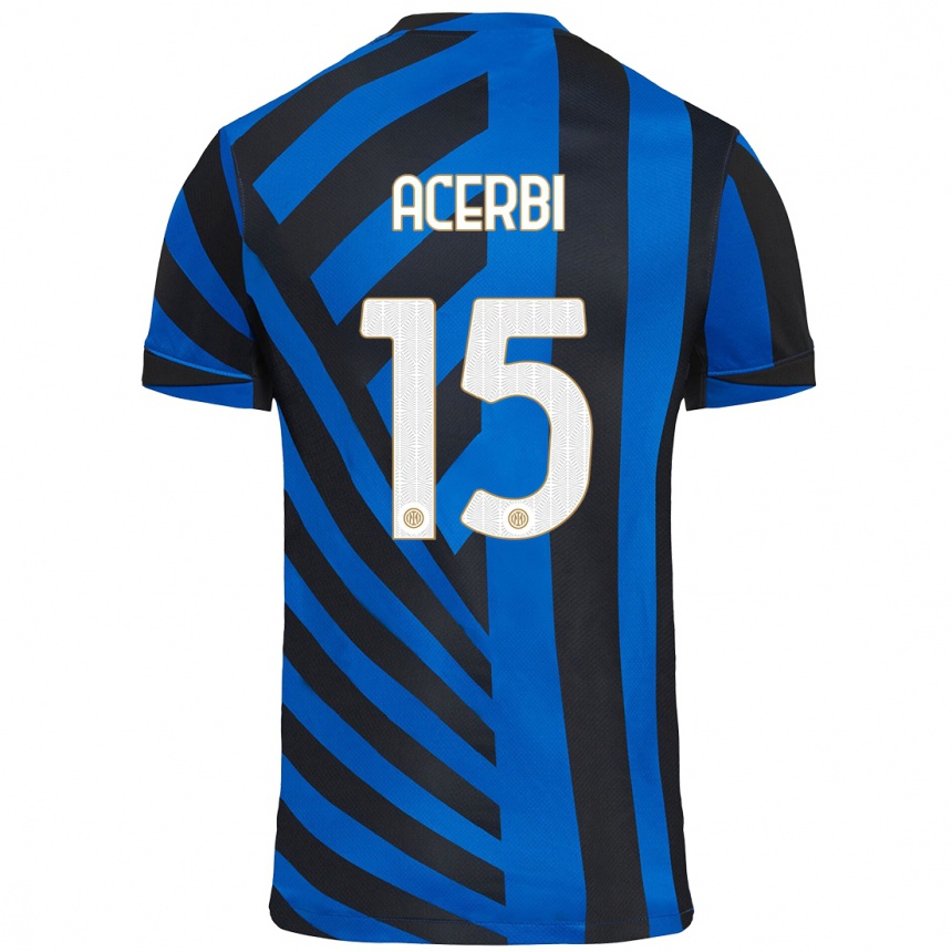 Niño Fútbol Camiseta Francesco Acerbi #15 Azul Negro 1ª Equipación 2024/25 Perú