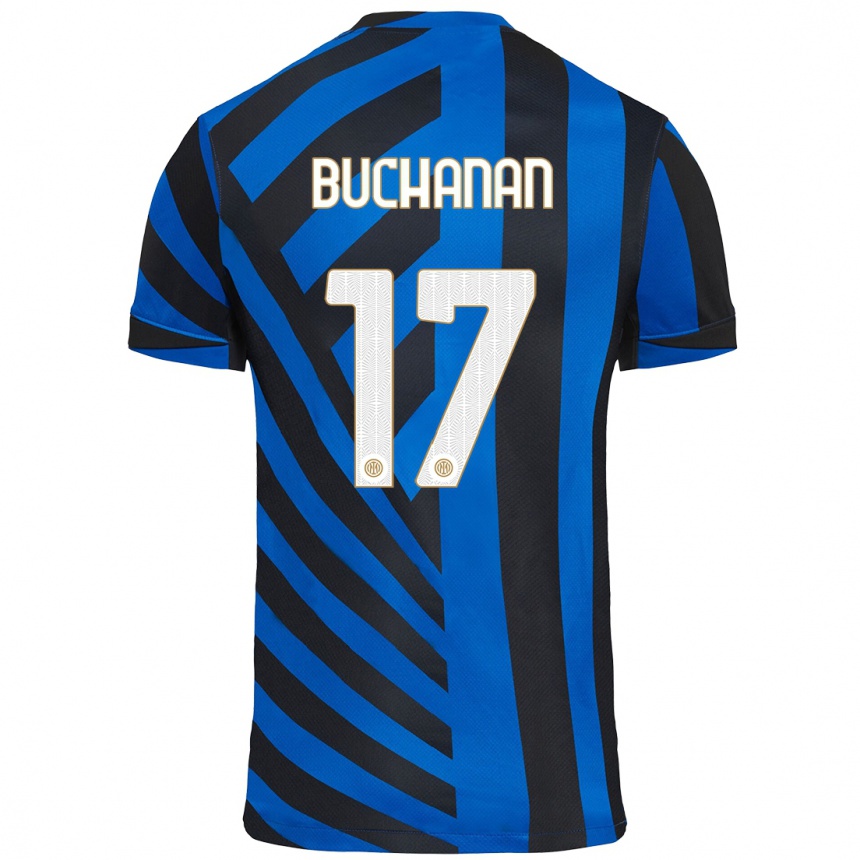 Niño Fútbol Camiseta Tajon Buchanan #17 Azul Negro 1ª Equipación 2024/25 Perú