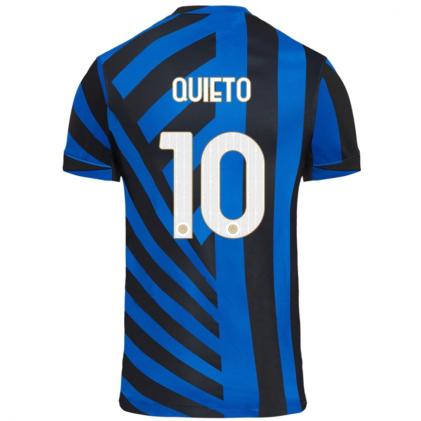 Niño Fútbol Camiseta Daniele Quieto #10 Azul Negro 1ª Equipación 2024/25 Perú