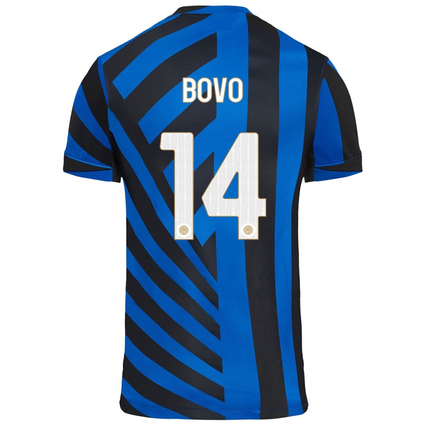 Niño Fútbol Camiseta Leonardo Bovo #14 Azul Negro 1ª Equipación 2024/25 Perú