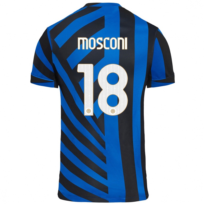 Niño Fútbol Camiseta Mattia Mosconi #18 Azul Negro 1ª Equipación 2024/25 Perú