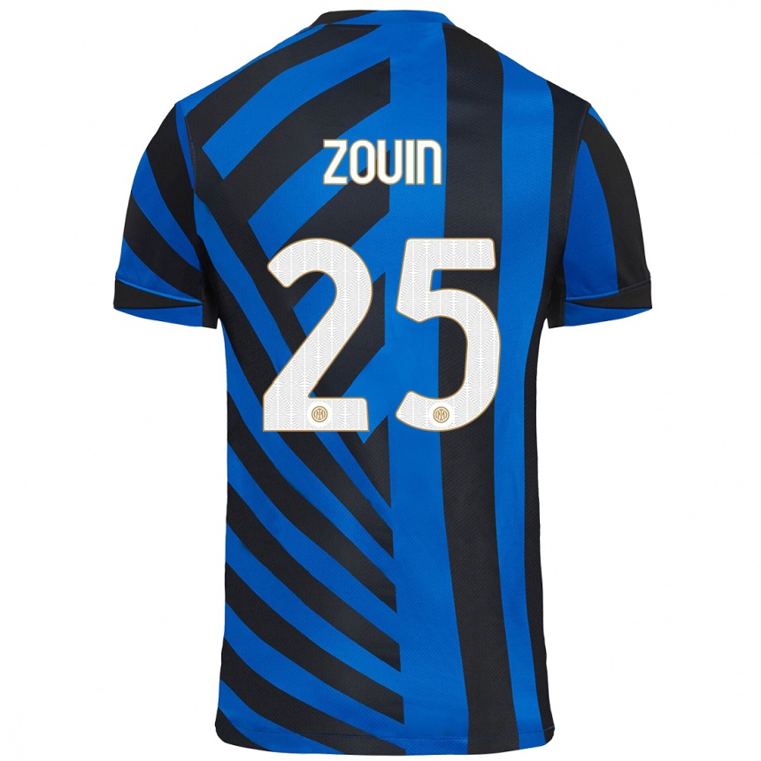 Niño Fútbol Camiseta Aymen Zouin #25 Azul Negro 1ª Equipación 2024/25 Perú