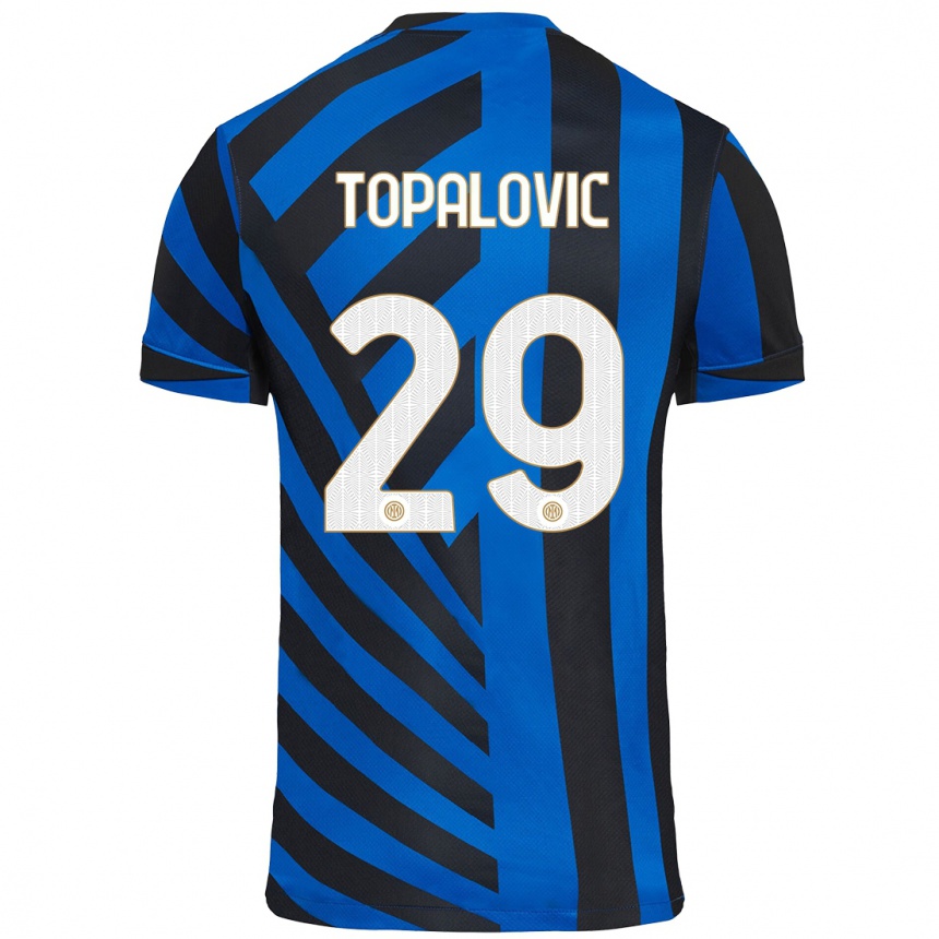 Niño Fútbol Camiseta Luka Topalovic #29 Azul Negro 1ª Equipación 2024/25 Perú