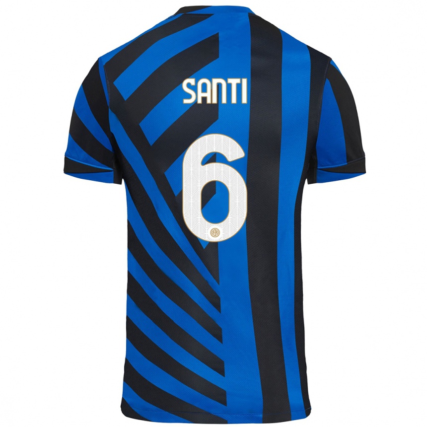 Niño Fútbol Camiseta Irene Santi #6 Azul Negro 1ª Equipación 2024/25 Perú