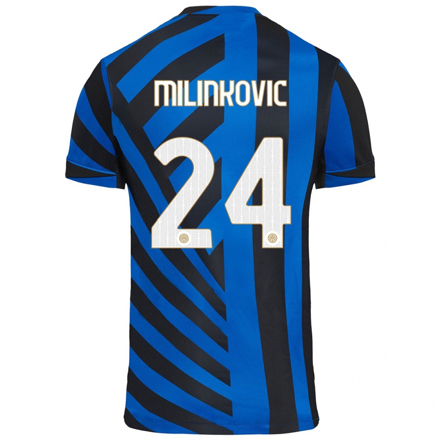 Niño Fútbol Camiseta Marija Milinković #24 Azul Negro 1ª Equipación 2024/25 Perú