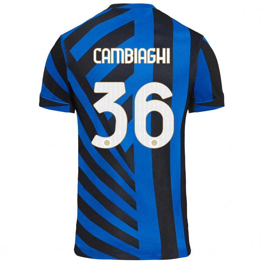 Niño Fútbol Camiseta Michela Cambiaghi #36 Azul Negro 1ª Equipación 2024/25 Perú