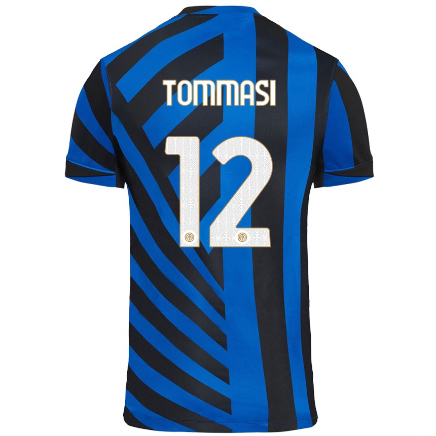 Niño Fútbol Camiseta Francesco Tommasi #12 Azul Negro 1ª Equipación 2024/25 Perú