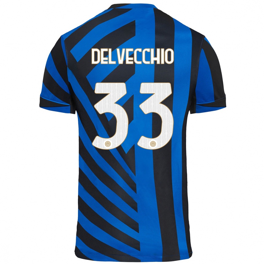 Niño Fútbol Camiseta Gabriele Delvecchio #33 Azul Negro 1ª Equipación 2024/25 Perú