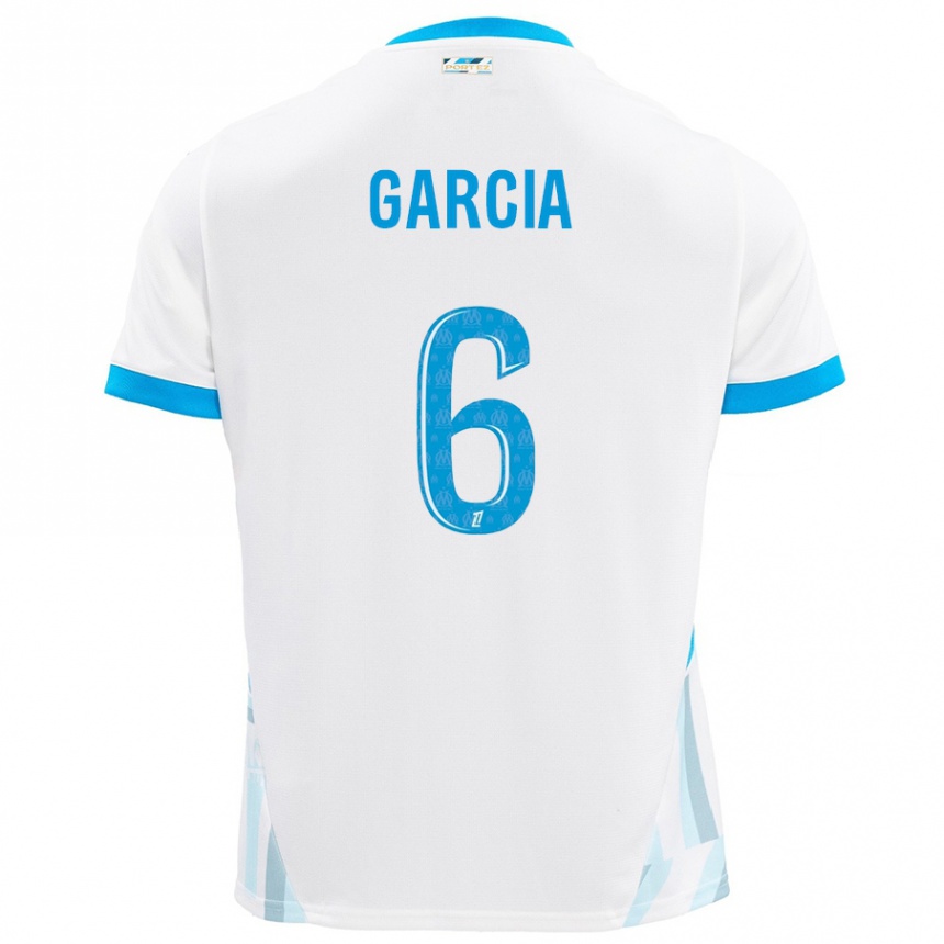 Niño Fútbol Camiseta Ulisses Garcia #6 Blanco Azul Cielo 1ª Equipación 2024/25 Perú