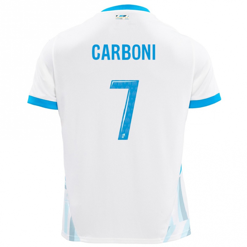 Niño Fútbol Camiseta Valentín Carboni #7 Blanco Azul Cielo 1ª Equipación 2024/25 Perú