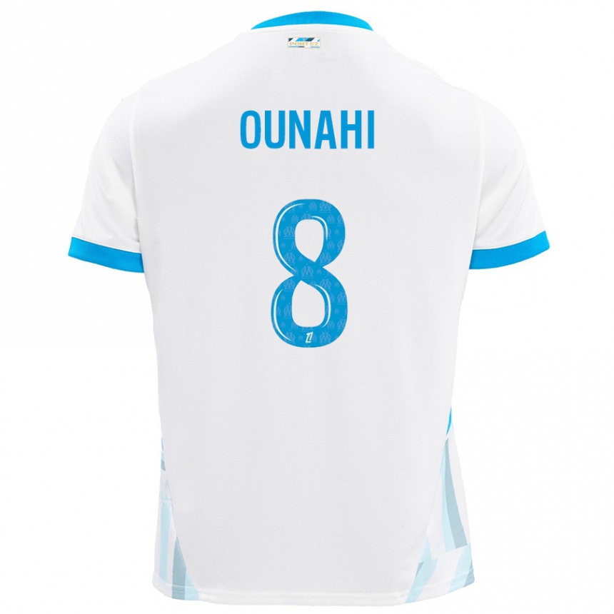 Niño Fútbol Camiseta Azzedine Ounahi #8 Blanco Azul Cielo 1ª Equipación 2024/25 Perú