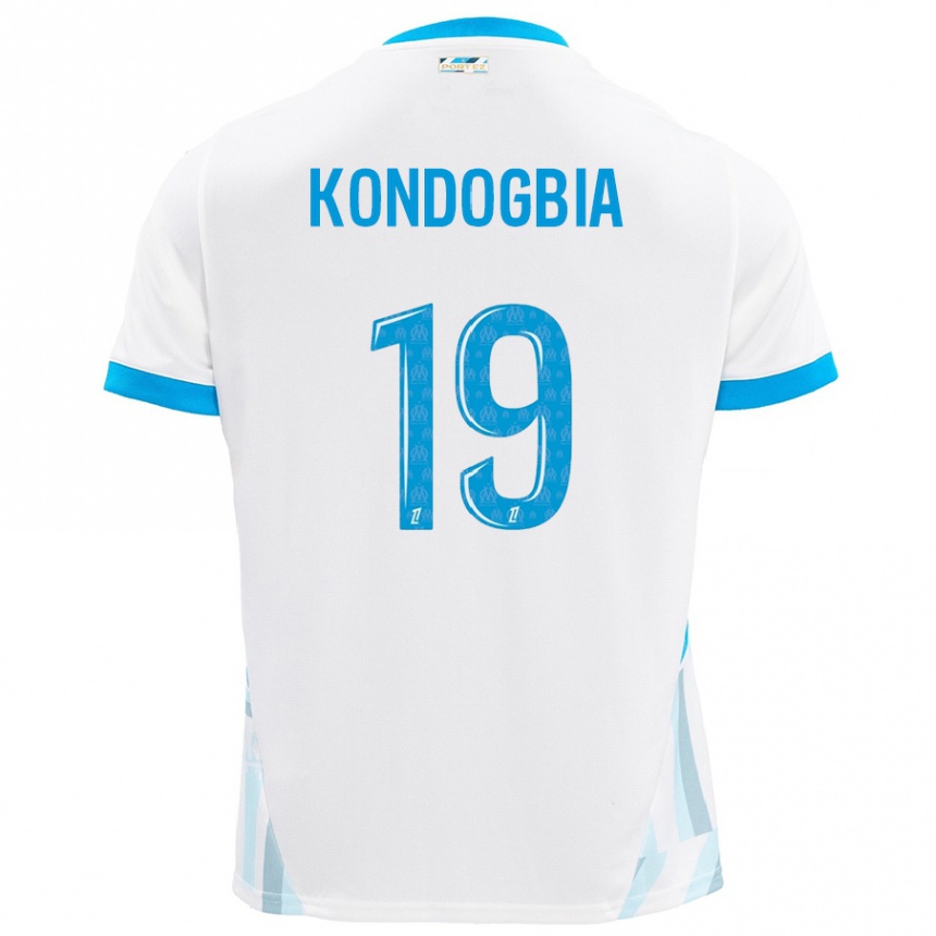 Niño Fútbol Camiseta Geoffrey Kondogbia #19 Blanco Azul Cielo 1ª Equipación 2024/25 Perú