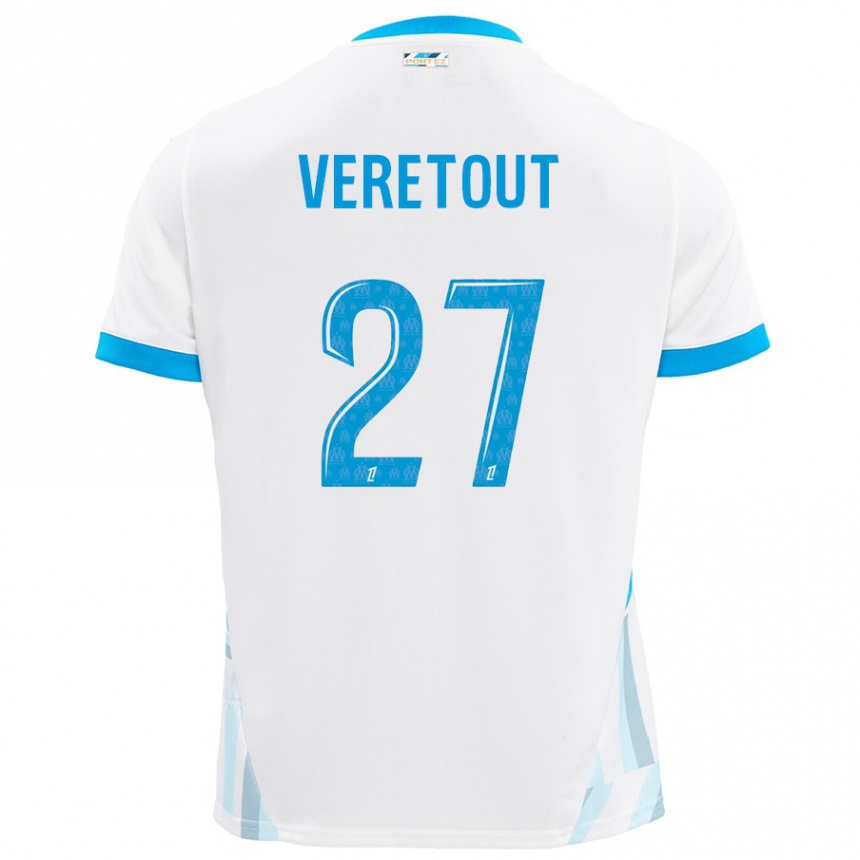 Niño Fútbol Camiseta Jordan Veretout #27 Blanco Azul Cielo 1ª Equipación 2024/25 Perú