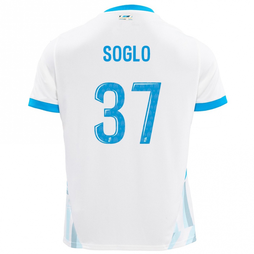 Niño Fútbol Camiseta Emran Soglo #37 Blanco Azul Cielo 1ª Equipación 2024/25 Perú