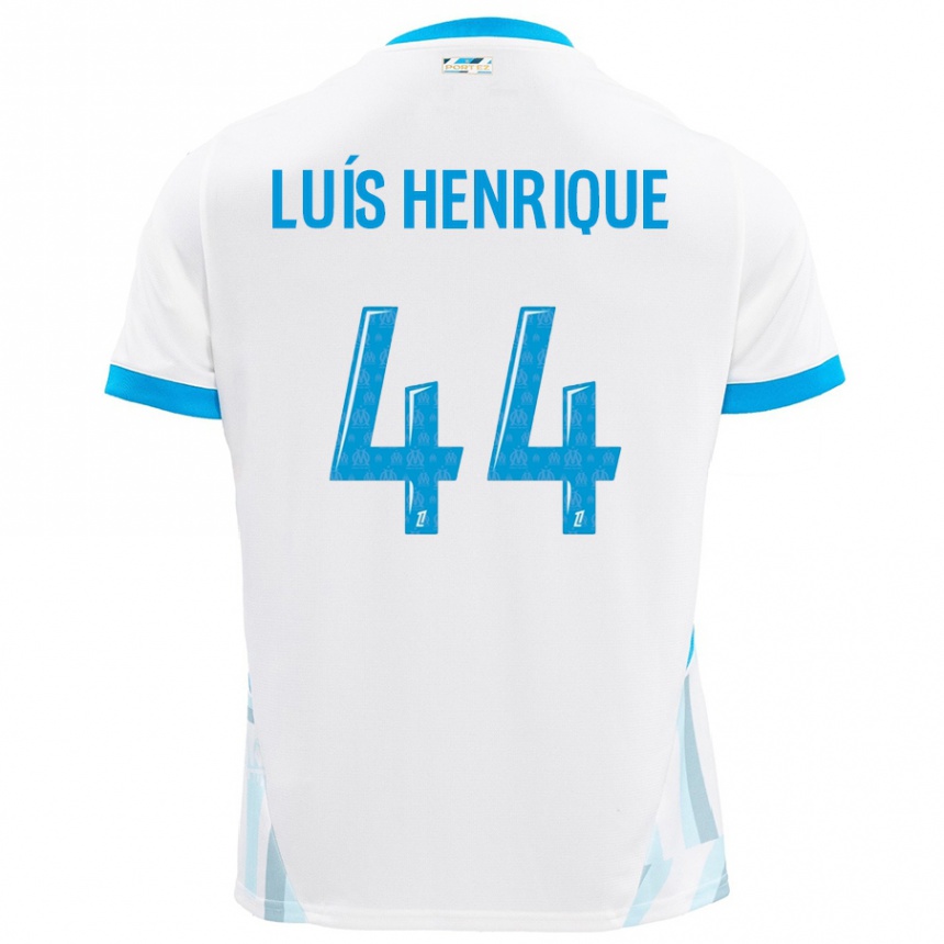 Niño Fútbol Camiseta Luis Henrique #44 Blanco Azul Cielo 1ª Equipación 2024/25 Perú