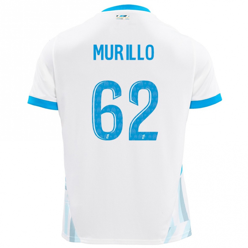 Niño Fútbol Camiseta Amir Murillo #62 Blanco Azul Cielo 1ª Equipación 2024/25 Perú