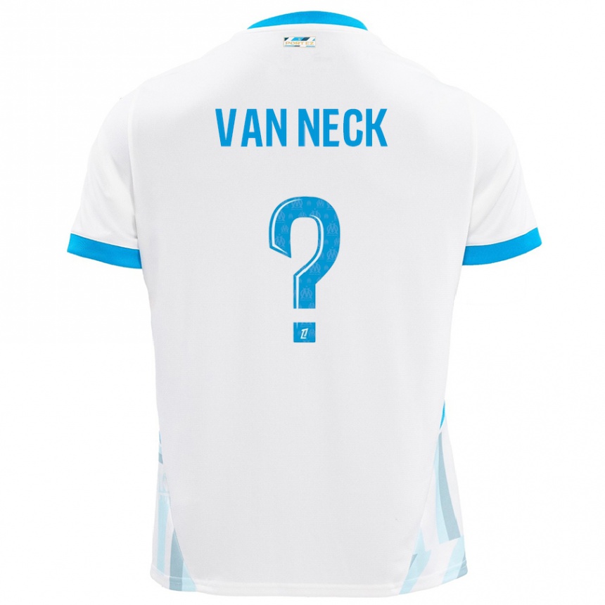 Niño Fútbol Camiseta Jelle Van Neck #0 Blanco Azul Cielo 1ª Equipación 2024/25 Perú