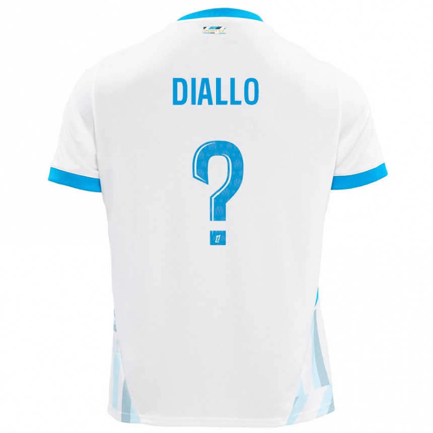 Niño Fútbol Camiseta Mouhamed Diallo #0 Blanco Azul Cielo 1ª Equipación 2024/25 Perú