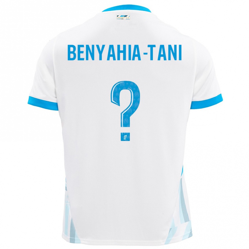 Niño Fútbol Camiseta Aylan Benyahia-Tani #0 Blanco Azul Cielo 1ª Equipación 2024/25 Perú