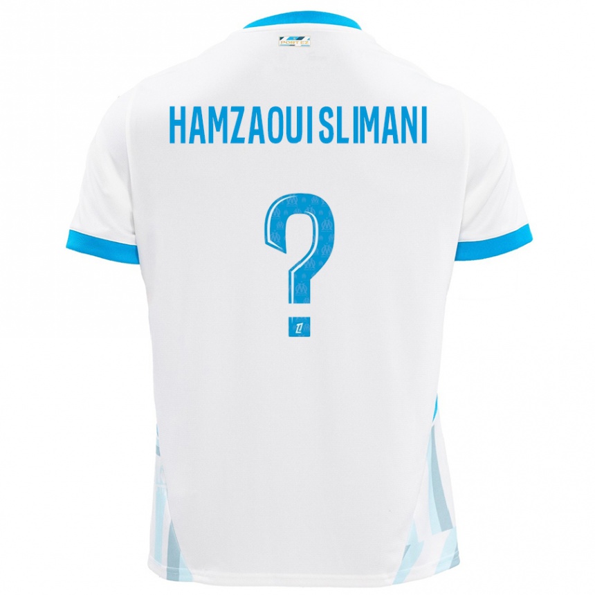 Niño Fútbol Camiseta Hilan Hamzaoui Slimani #0 Blanco Azul Cielo 1ª Equipación 2024/25 Perú