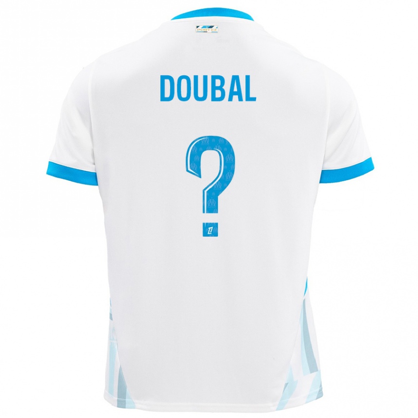 Niño Fútbol Camiseta Anis Doubal #0 Blanco Azul Cielo 1ª Equipación 2024/25 Perú