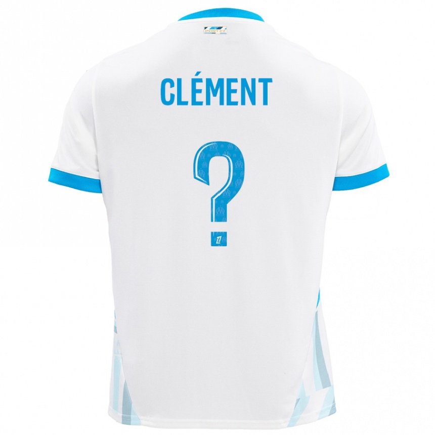 Niño Fútbol Camiseta Mathis Clément #0 Blanco Azul Cielo 1ª Equipación 2024/25 Perú