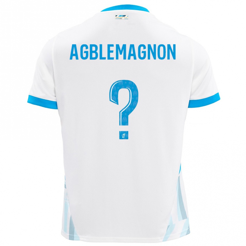 Niño Fútbol Camiseta Jordan Agblemagnon #0 Blanco Azul Cielo 1ª Equipación 2024/25 Perú