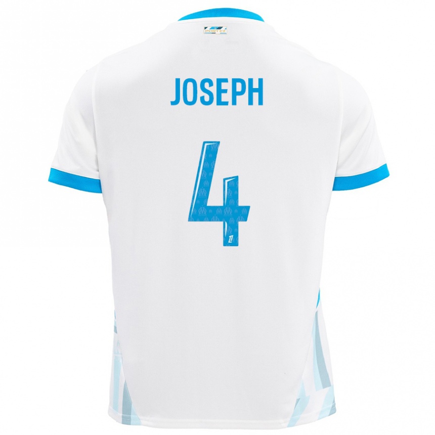 Niño Fútbol Camiseta Tabita Joseph #4 Blanco Azul Cielo 1ª Equipación 2024/25 Perú