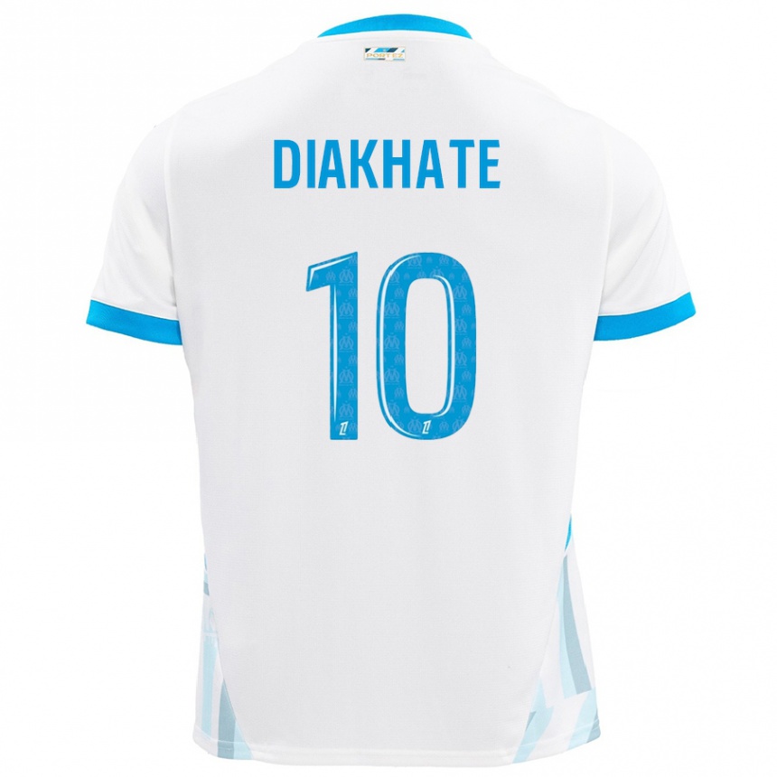 Niño Fútbol Camiseta Ndeye Awa Diakhaté #10 Blanco Azul Cielo 1ª Equipación 2024/25 Perú