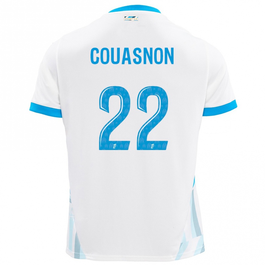 Niño Fútbol Camiseta Roxane Couasnon #22 Blanco Azul Cielo 1ª Equipación 2024/25 Perú