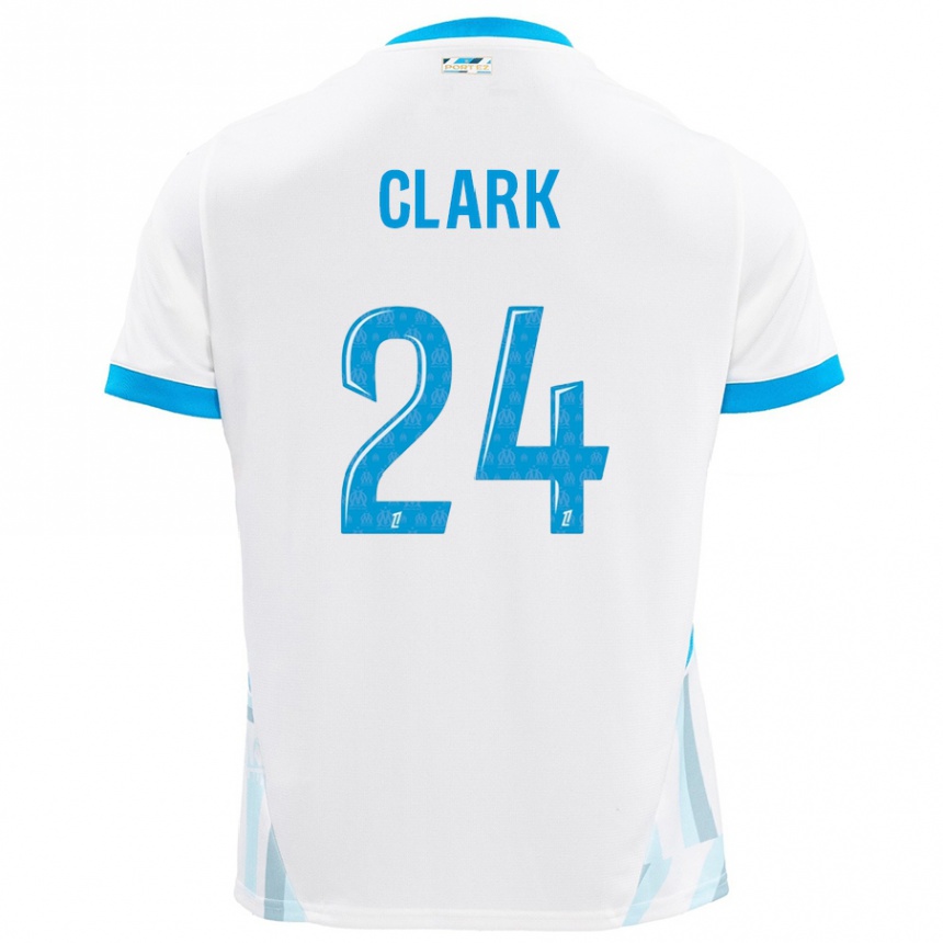 Niño Fútbol Camiseta Ashley Clark #24 Blanco Azul Cielo 1ª Equipación 2024/25 Perú