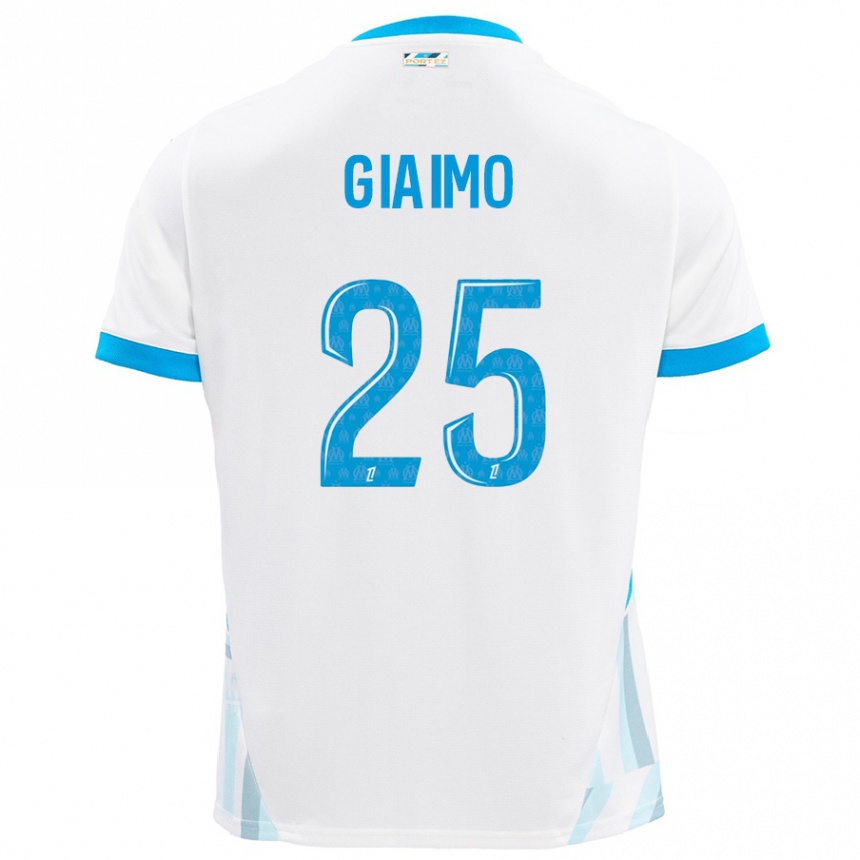 Niño Fútbol Camiseta Carla Giaimo #25 Blanco Azul Cielo 1ª Equipación 2024/25 Perú