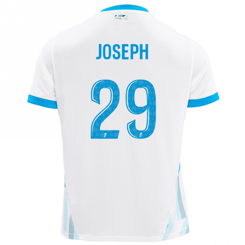 Niño Fútbol Camiseta Darlina Joseph #29 Blanco Azul Cielo 1ª Equipación 2024/25 Perú