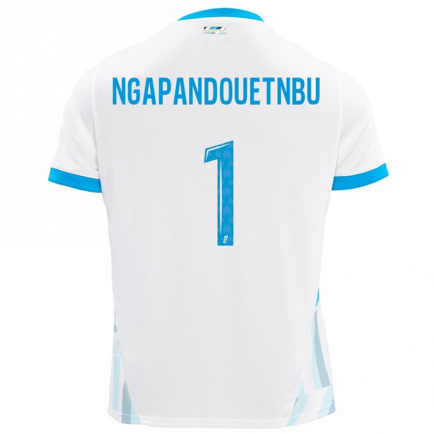 Niño Fútbol Camiseta Simon Ngapandouetnbu #1 Blanco Azul Cielo 1ª Equipación 2024/25 Perú