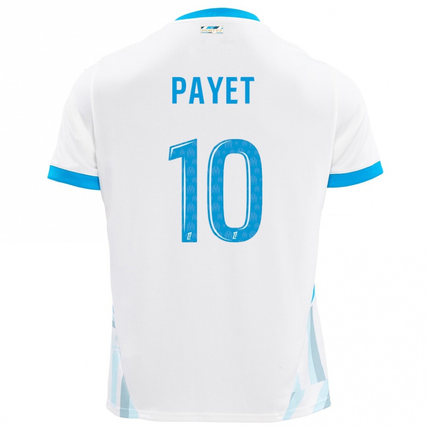 Niño Fútbol Camiseta Dimitri Payet #10 Blanco Azul Cielo 1ª Equipación 2024/25 Perú