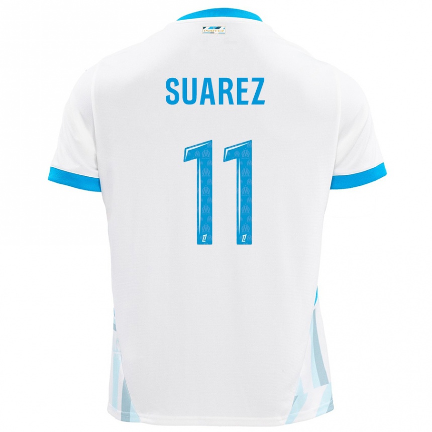 Niño Fútbol Camiseta Luis Suarez #11 Blanco Azul Cielo 1ª Equipación 2024/25 Perú