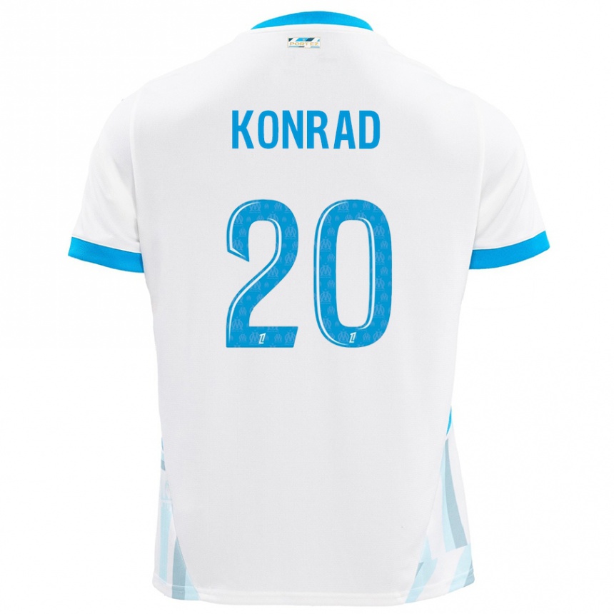 Niño Fútbol Camiseta Konrad De La Fuente #20 Blanco Azul Cielo 1ª Equipación 2024/25 Perú