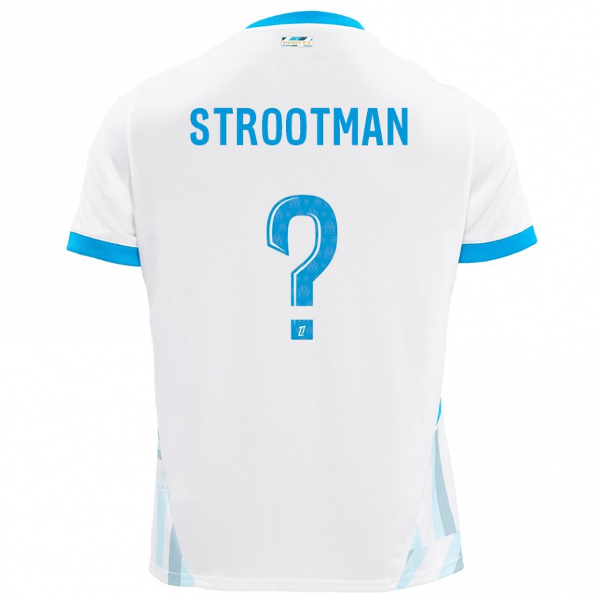 Niño Fútbol Camiseta Kevin Strootman #0 Blanco Azul Cielo 1ª Equipación 2024/25 Perú