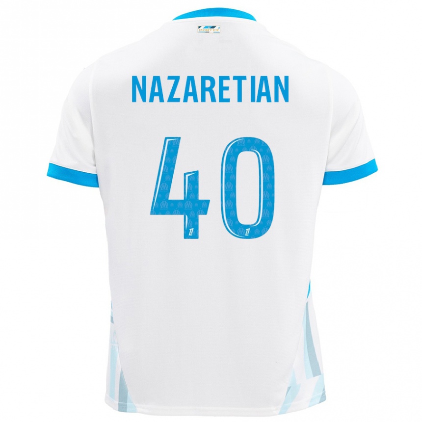 Niño Fútbol Camiseta Manuel Nazaretian #40 Blanco Azul Cielo 1ª Equipación 2024/25 Perú