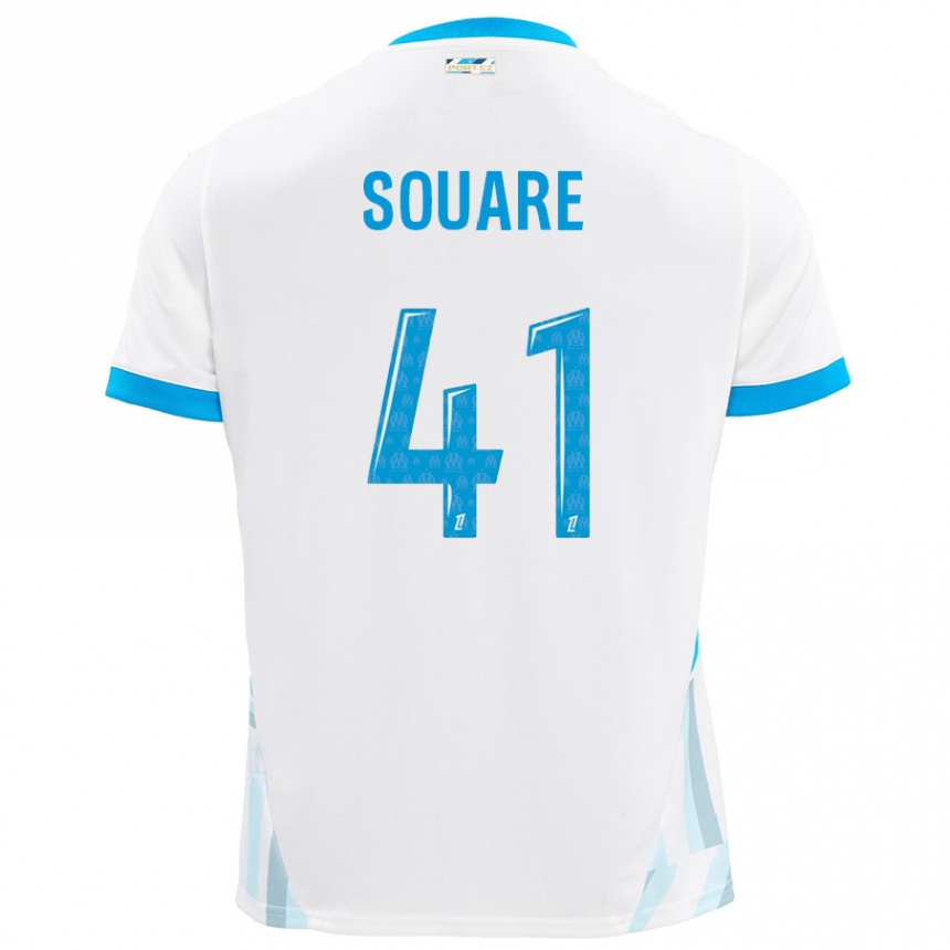 Niño Fútbol Camiseta Cheick Souare #41 Blanco Azul Cielo 1ª Equipación 2024/25 Perú