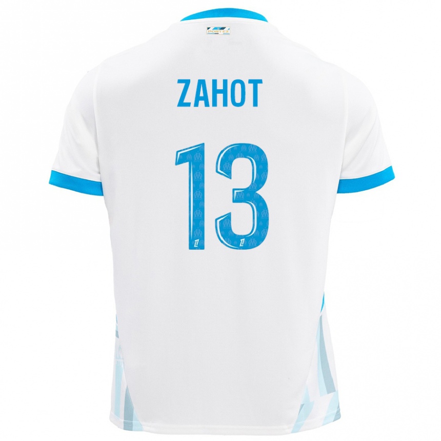 Niño Fútbol Camiseta Sarah Zahot #13 Blanco Azul Cielo 1ª Equipación 2024/25 Perú