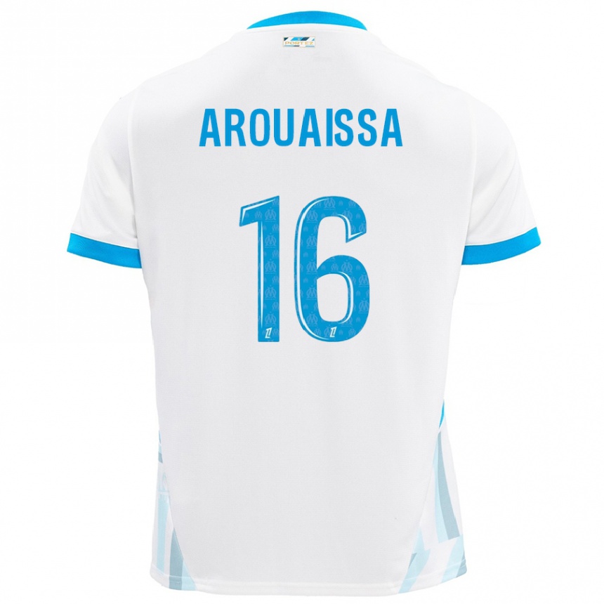 Niño Fútbol Camiseta Ines Arouaissa #16 Blanco Azul Cielo 1ª Equipación 2024/25 Perú