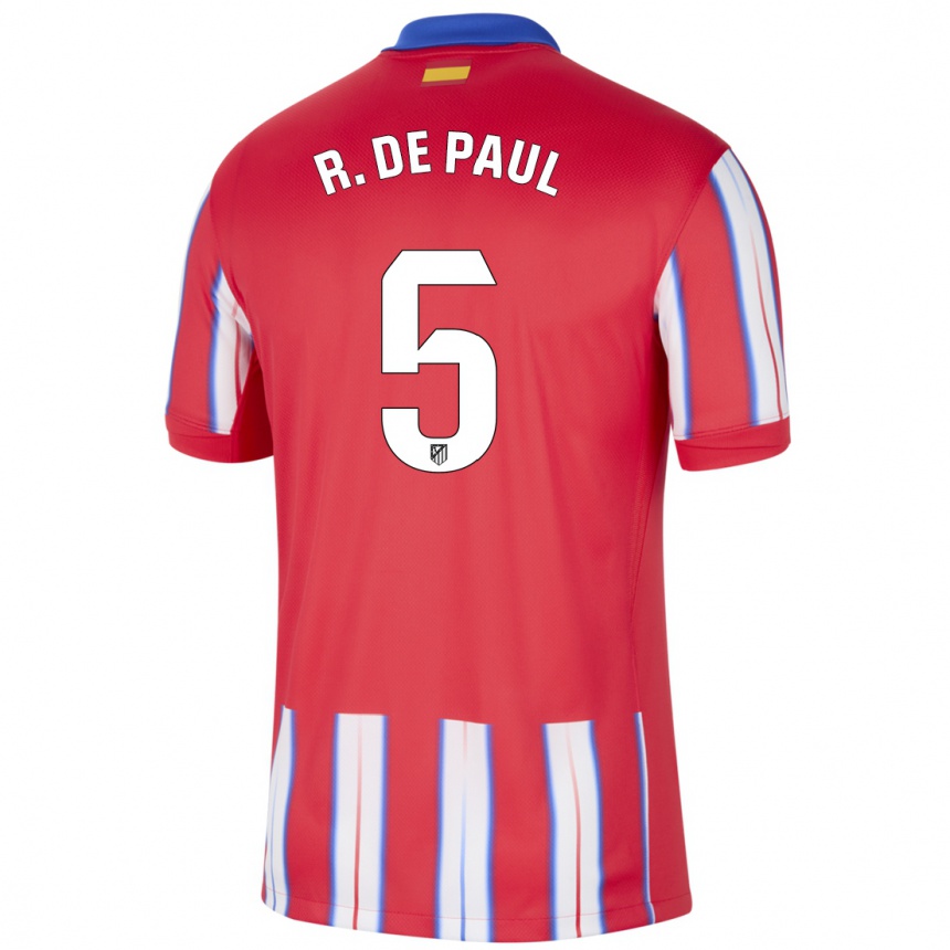 Niño Fútbol Camiseta Rodrigo De Paul #5 Rojo Blanco Azul 1ª Equipación 2024/25 Perú